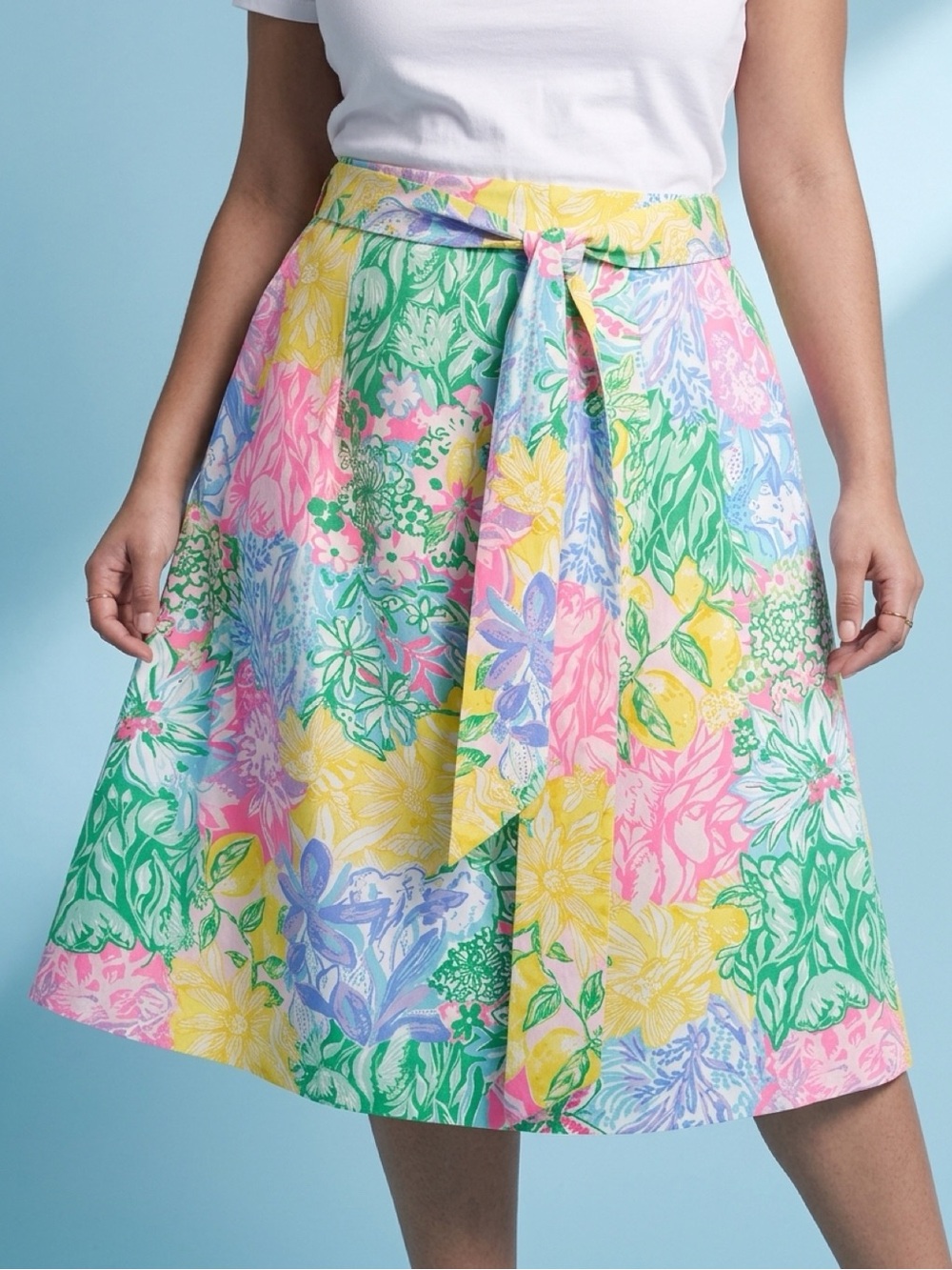 Lilly Pulitzer Multicolor Floral Midi Skirt — Pink, Green, Yellow, Blue, Purple - Picture 3 of 4
